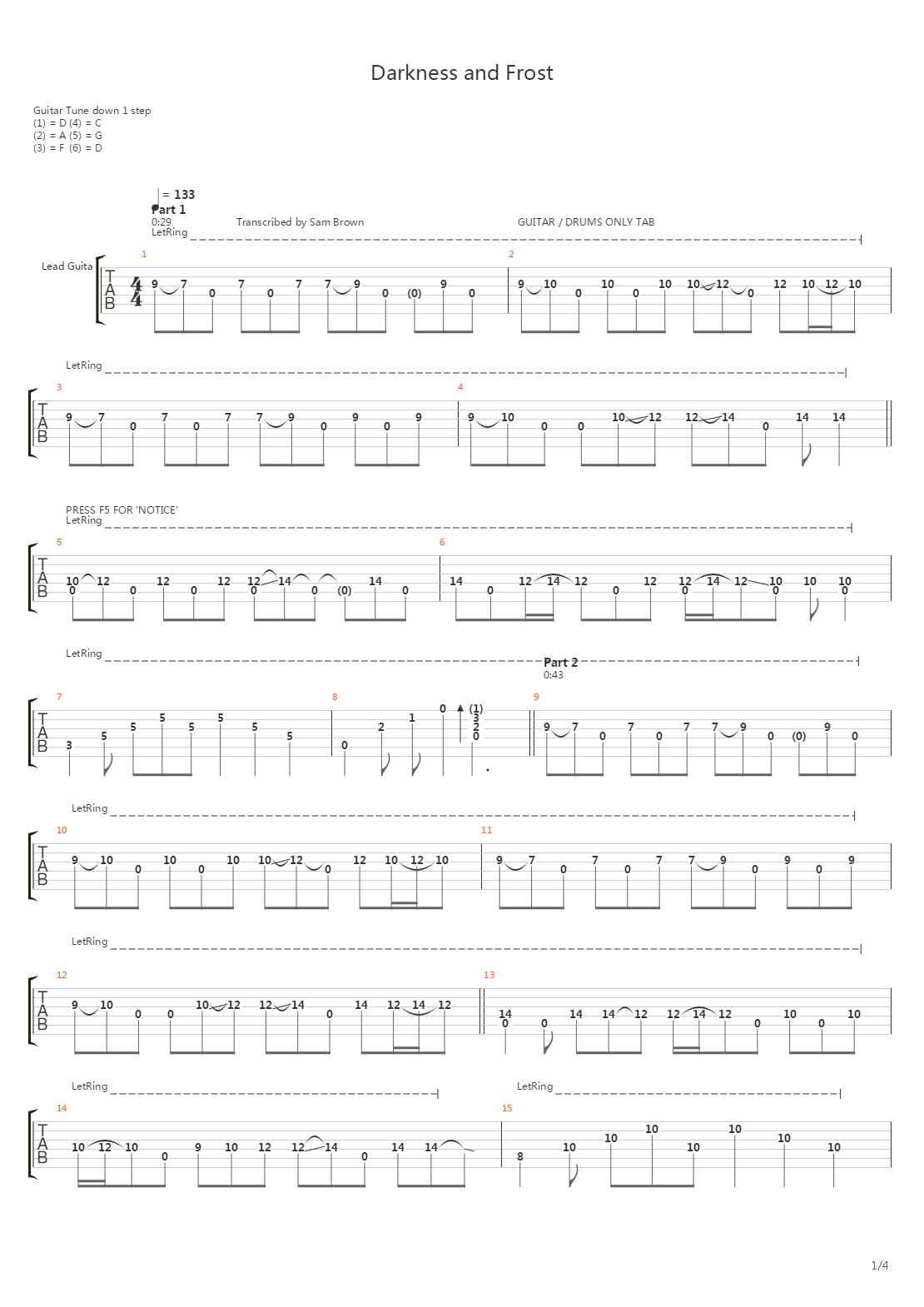 Darkness And Frost吉他谱
