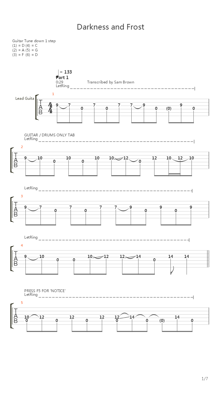 Darkness And Frost吉他谱