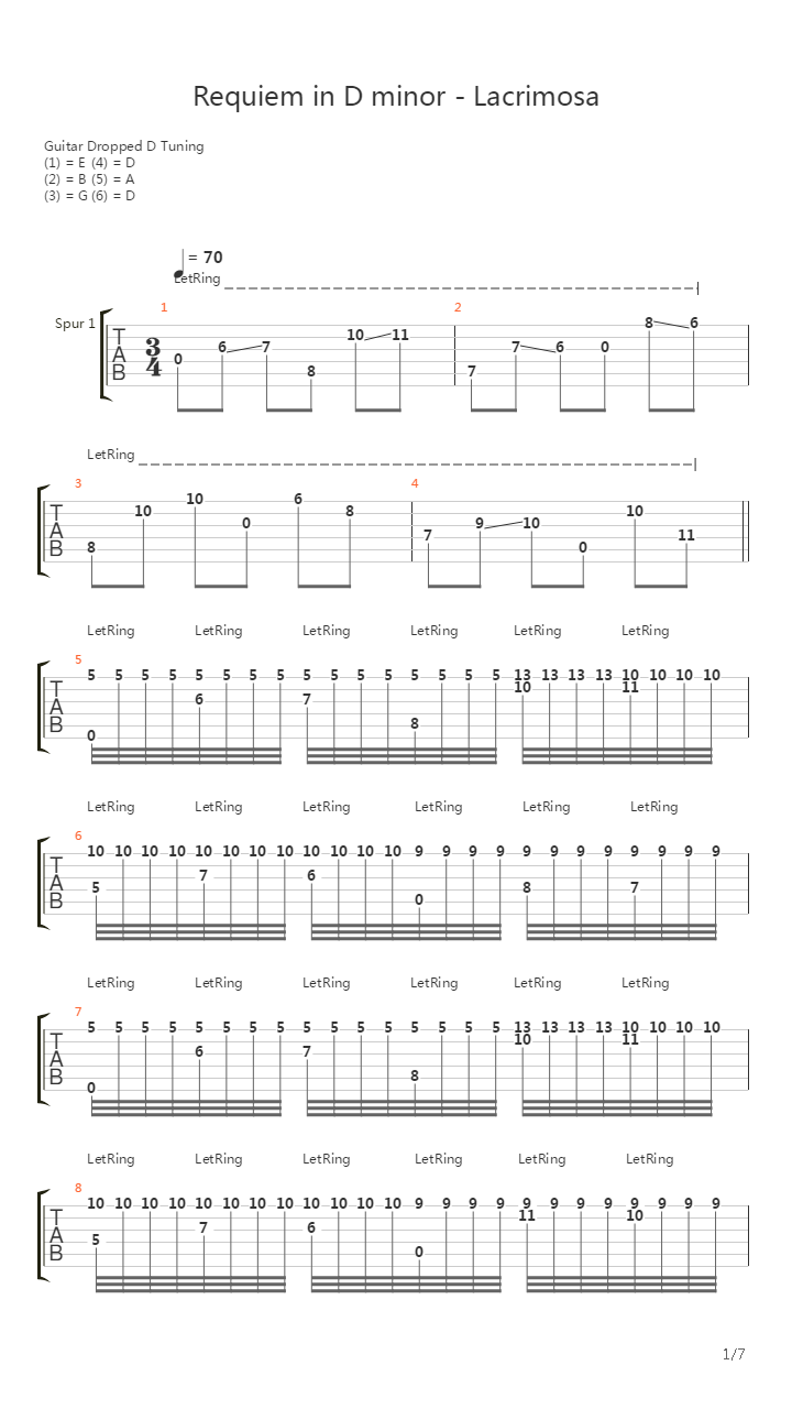 Requiem In D Minor K 626 Lacrimosa Dies Illa吉他谱