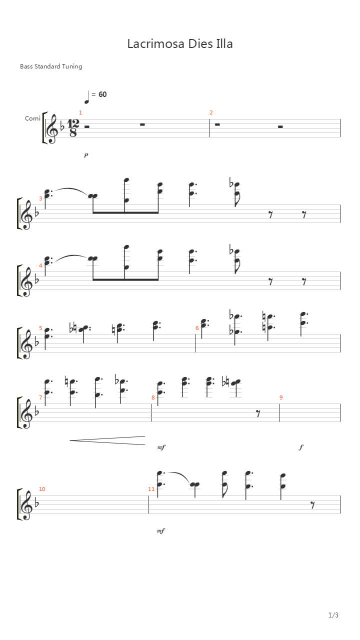 Requiem In D Minor K 626 Lacrimosa Dies Illa吉他谱