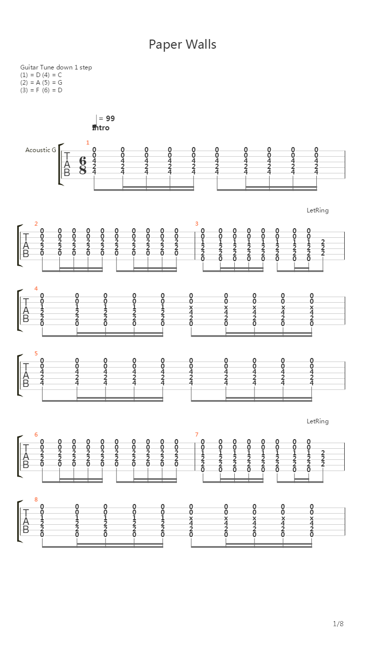 Paper Walls吉他谱