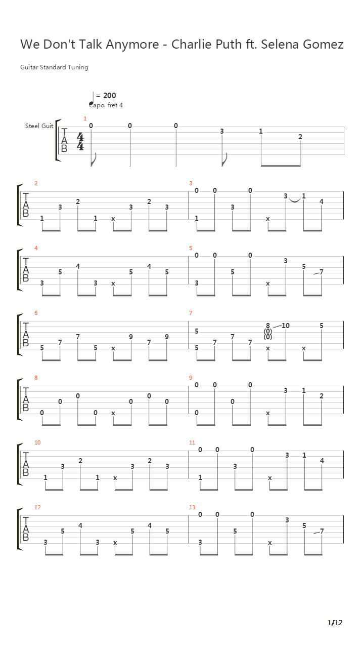 We Don't Talk Anymore吉他谱