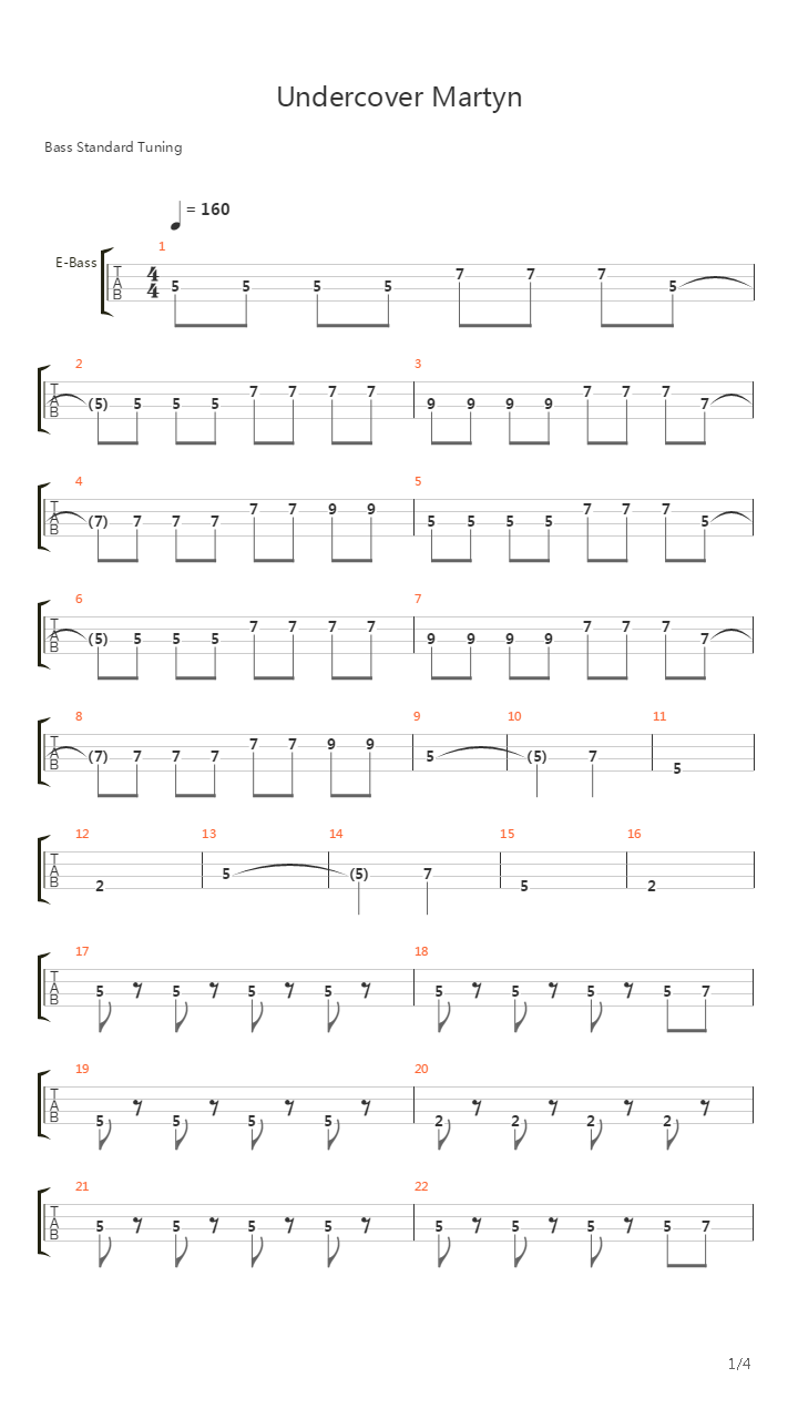 Undercover Martyn (BASS Cover)吉他谱