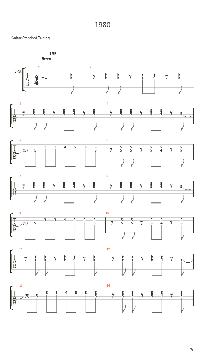 1980吉他谱
