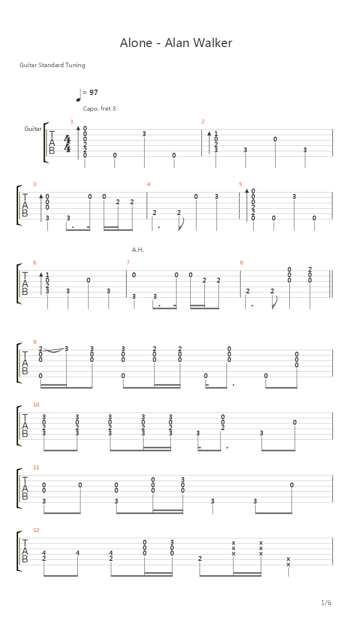 Alone吉他谱