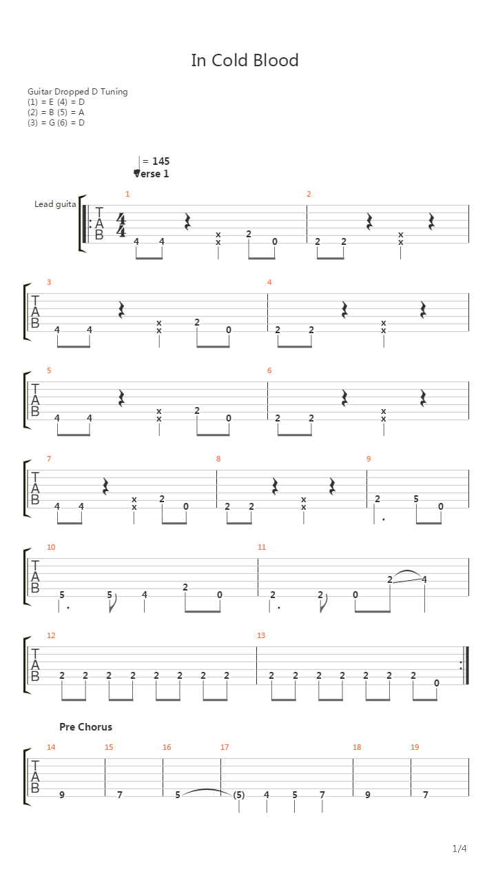 In Cold Blood吉他谱