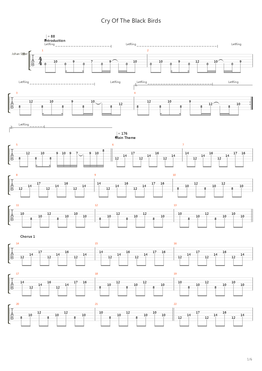 Cry Of The Black Birds吉他谱