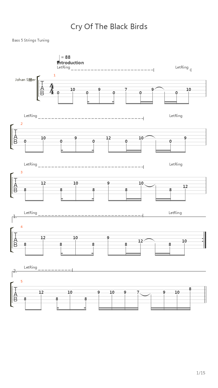 Cry Of The Black Birds吉他谱