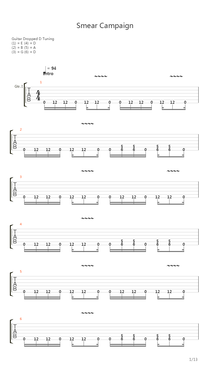 Smear Campaign吉他谱