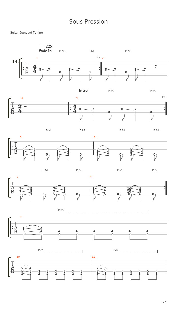 Sous Pression吉他谱