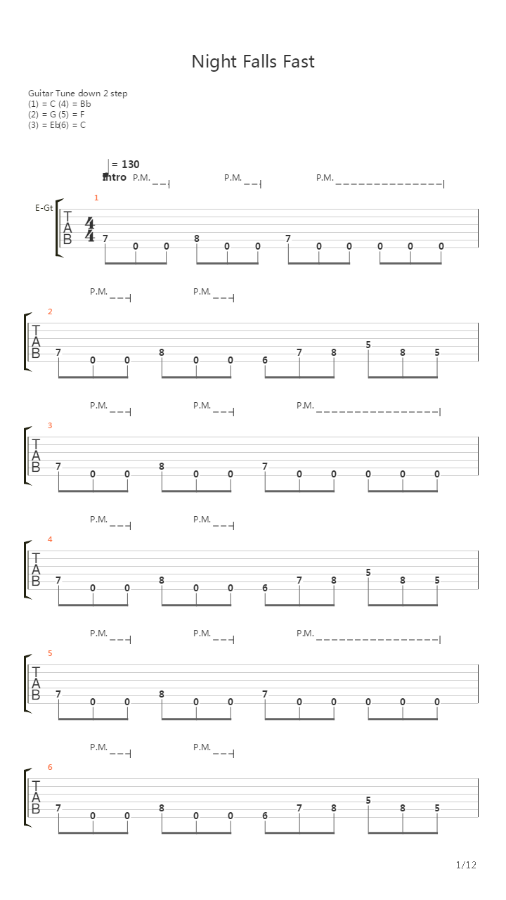 Night Falls Fast吉他谱