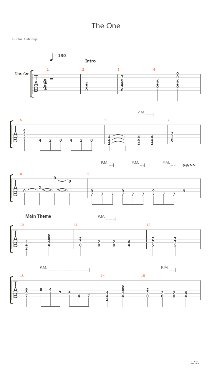 The One吉他谱