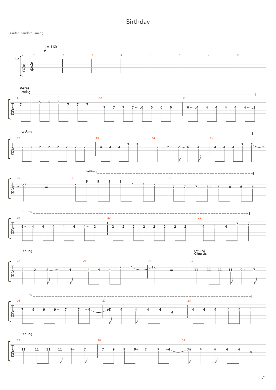 Birthday吉他谱