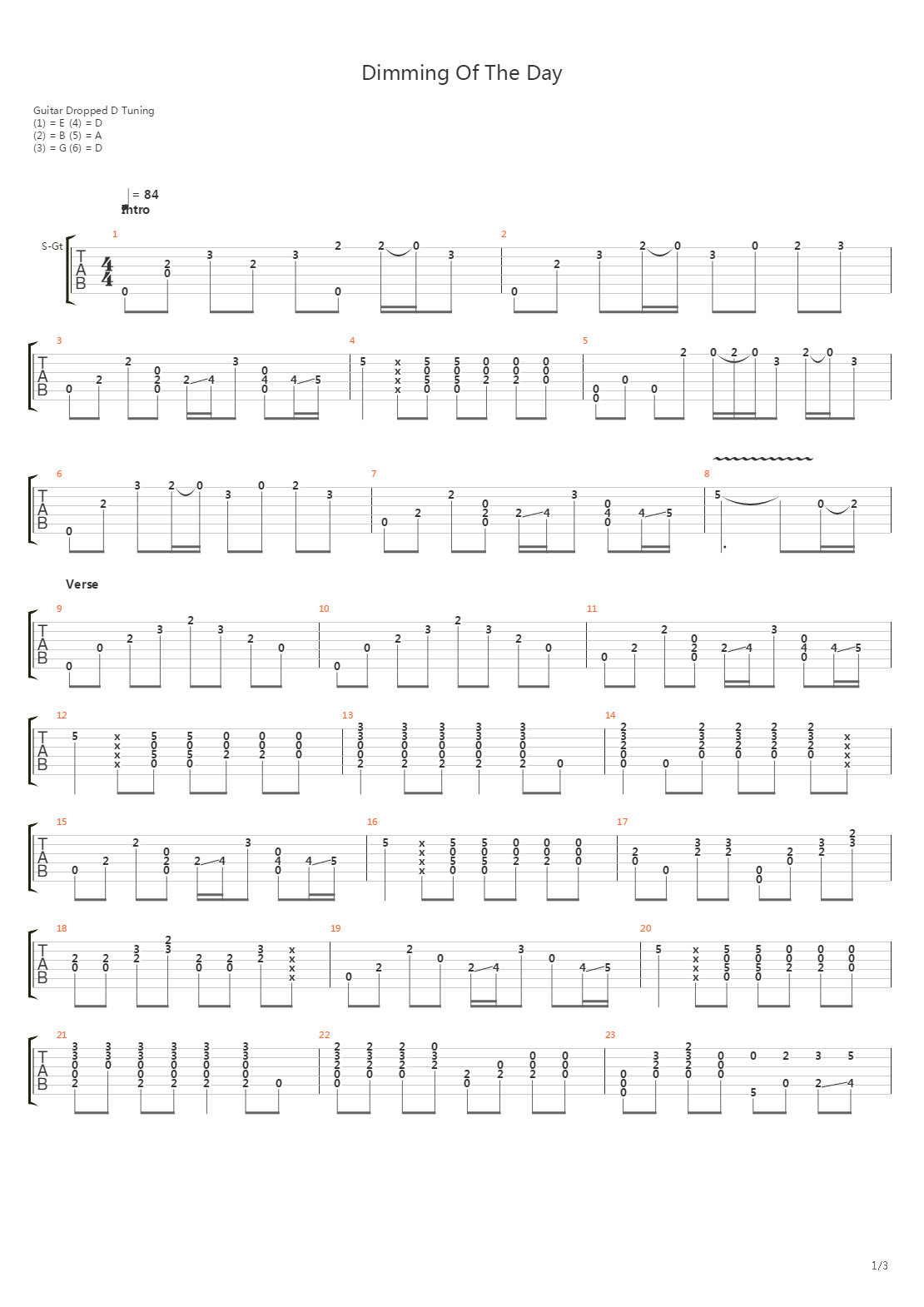 Dimming Of The Day吉他谱