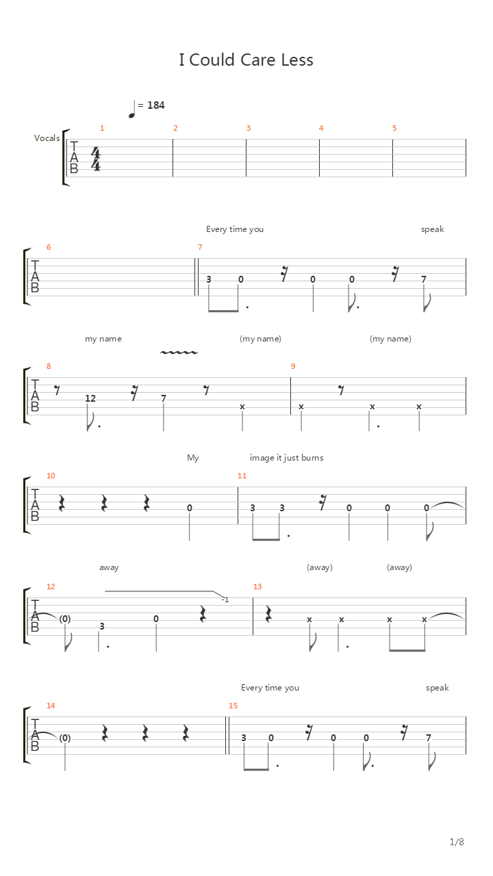 I Could Care Less吉他谱