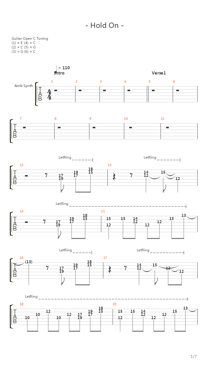 Hold On吉他谱