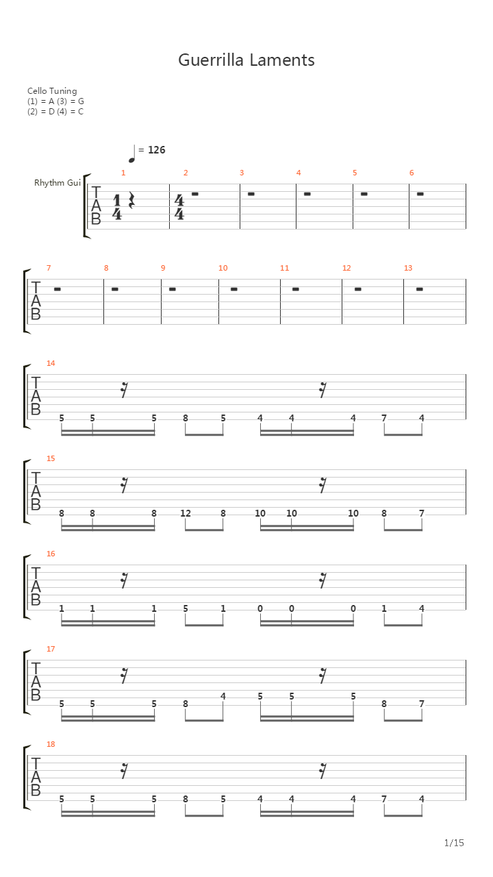 Guerilla Laments吉他谱