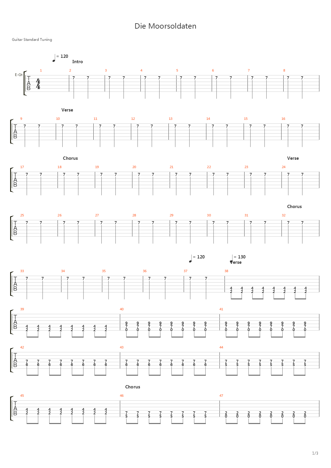 Die Moorsoldaten吉他谱