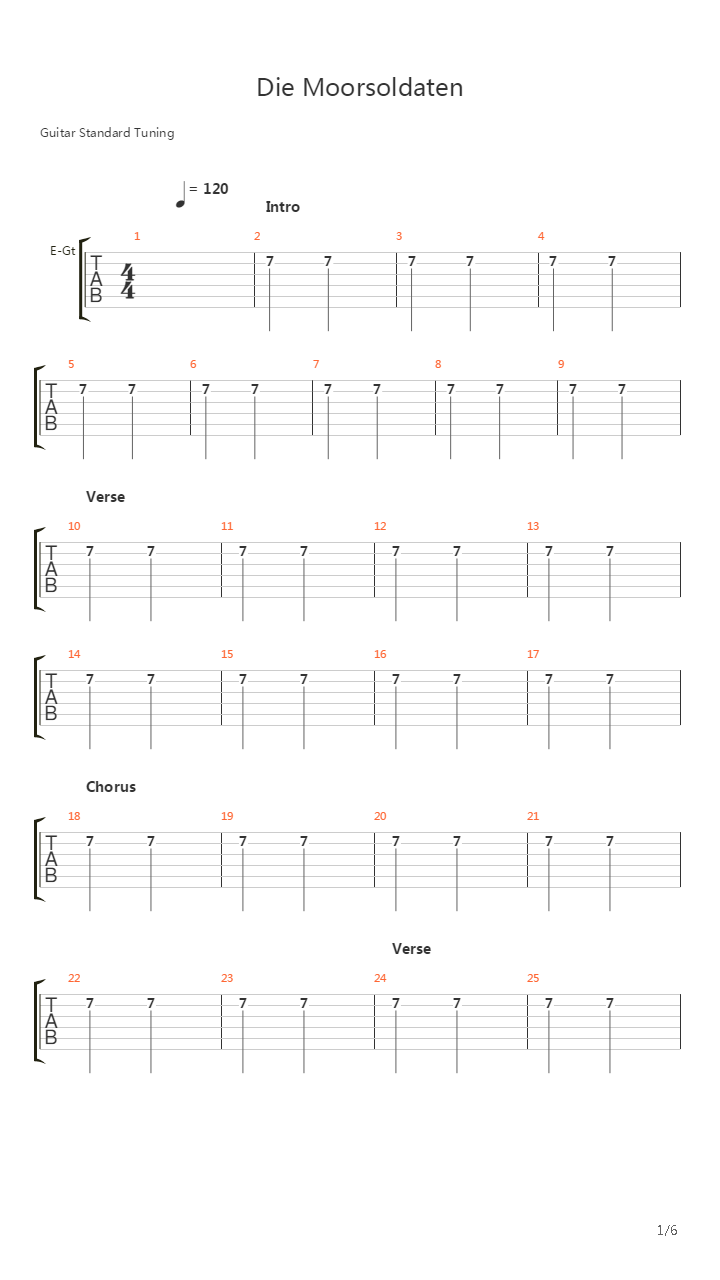 Die Moorsoldaten吉他谱