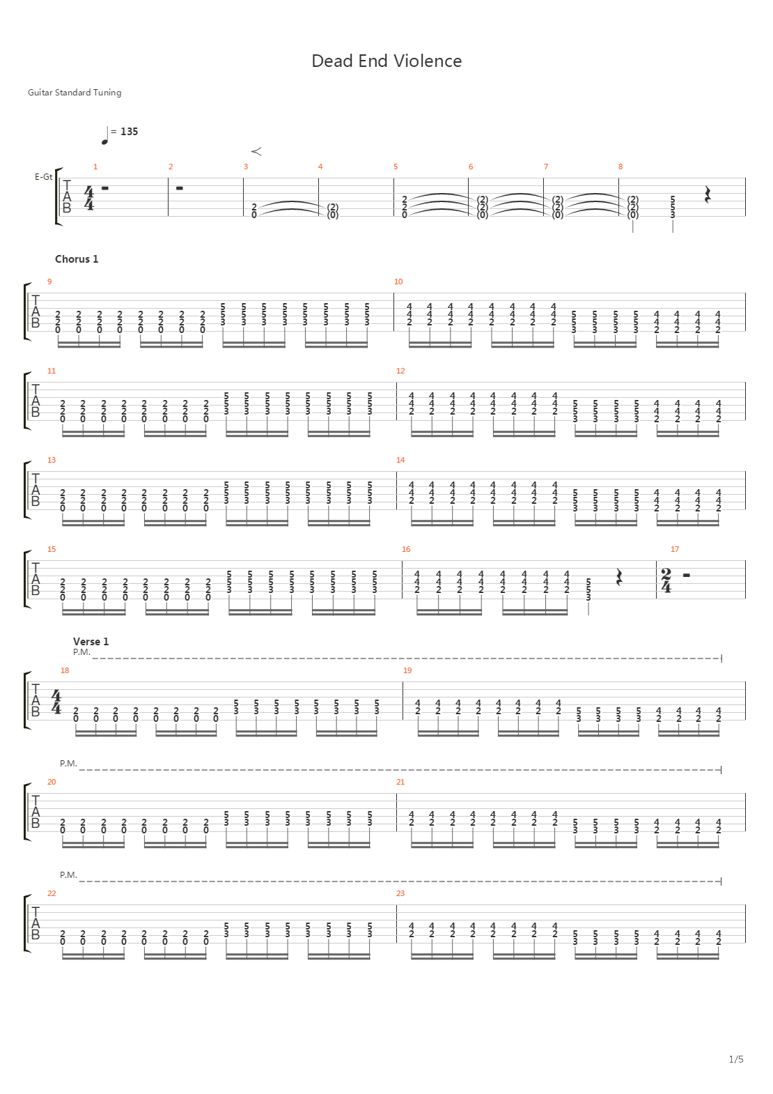 Dead End Violence吉他谱