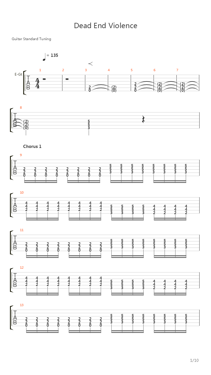 Dead End Violence吉他谱