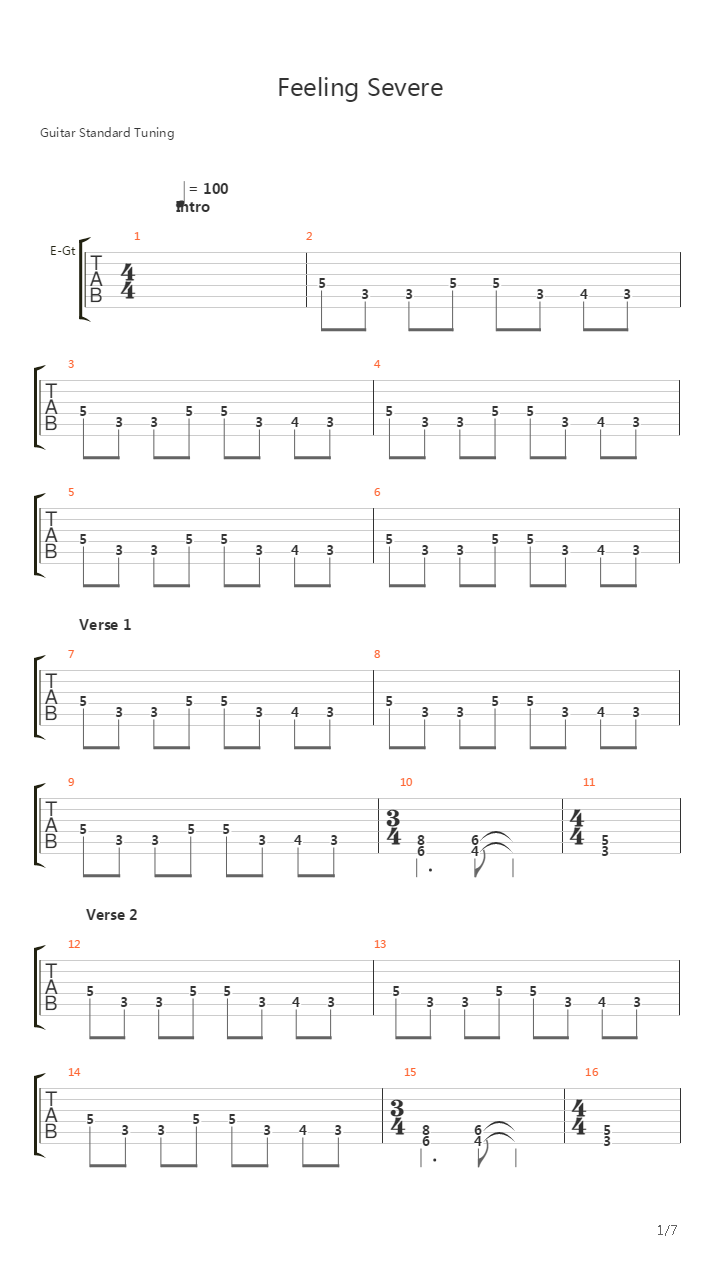 Feeling Severe吉他谱