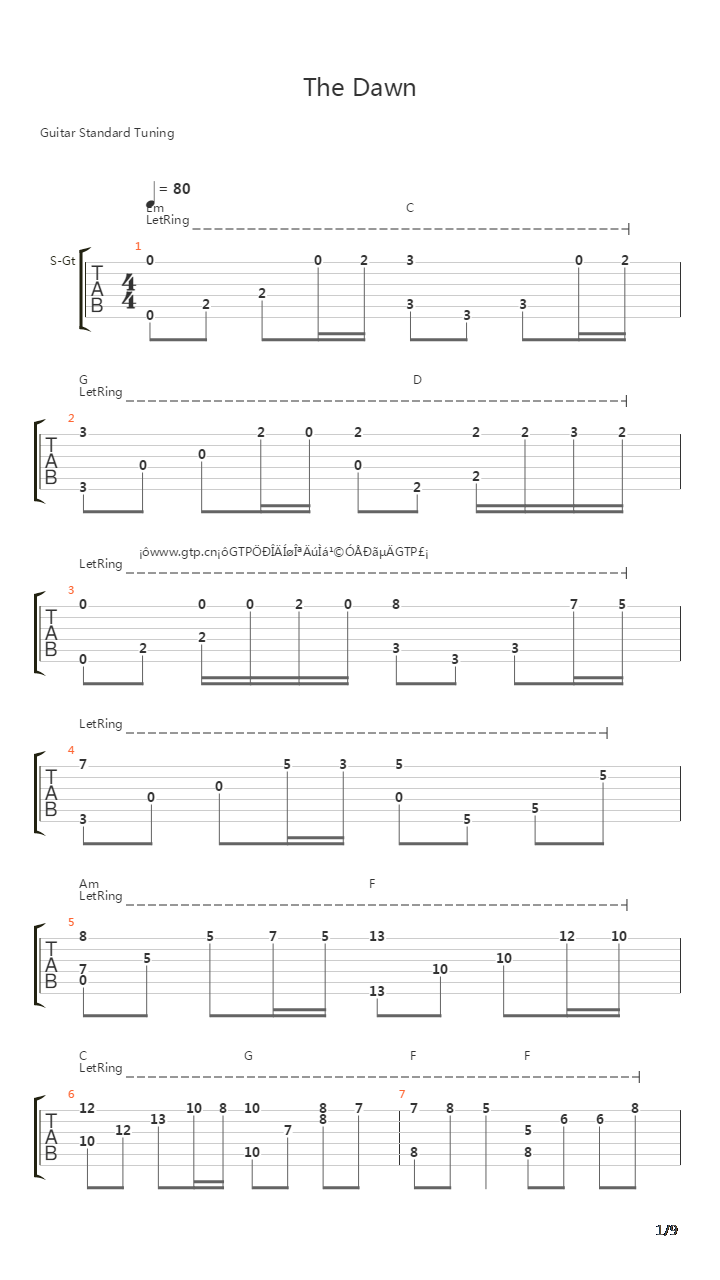 The Dawn（指弹）吉他谱