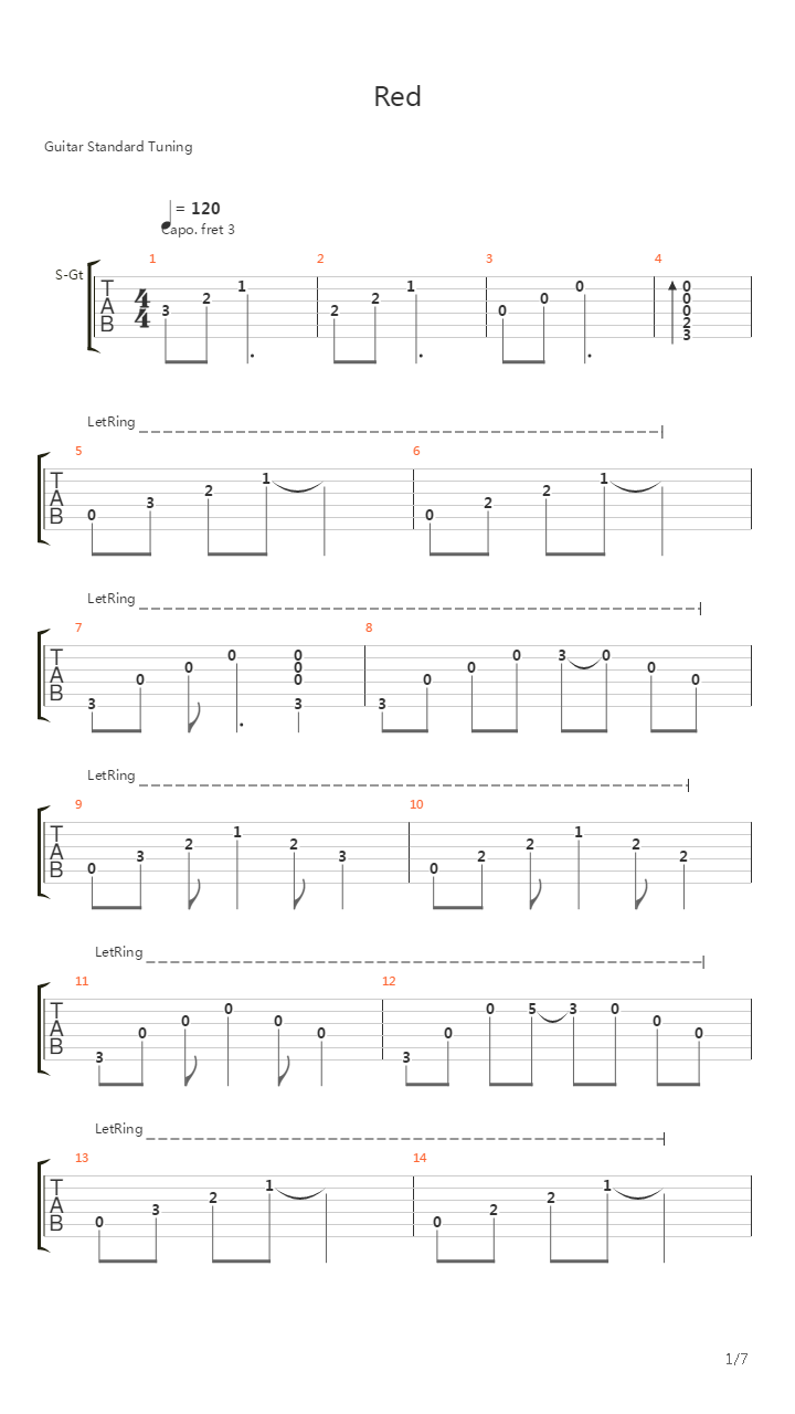 Red吉他谱