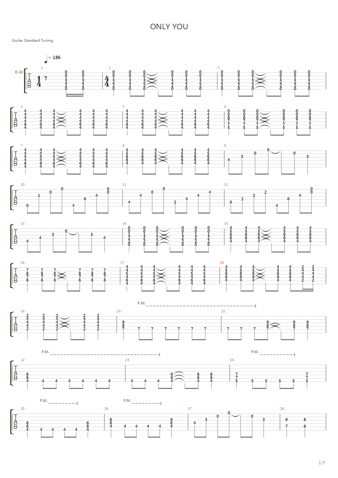 ONLY YOU(吉他&贝斯)吉他谱