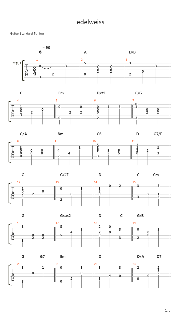 Edelweiss吉他谱