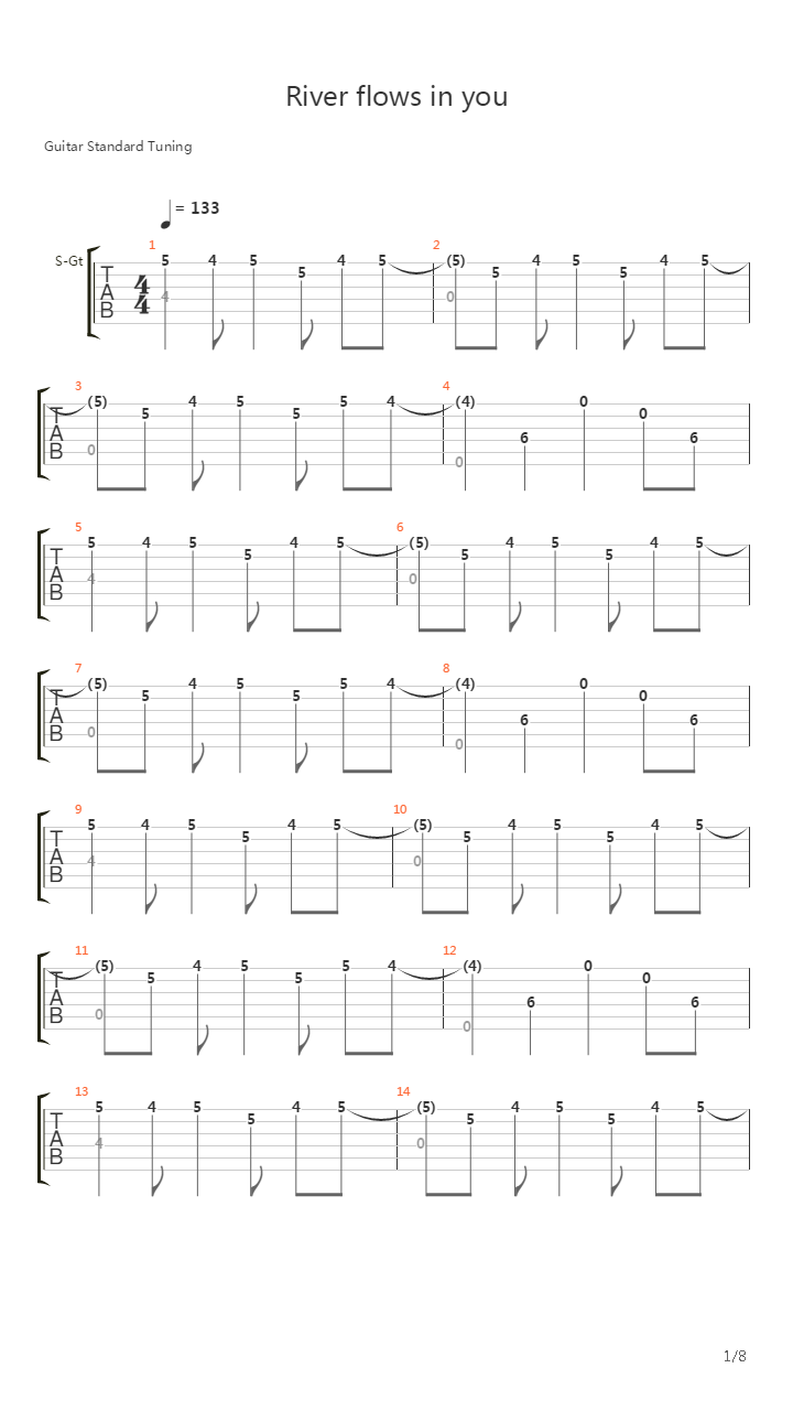 River Flows In You （Sandra Bae & Eunsung Kim合奏）吉他谱