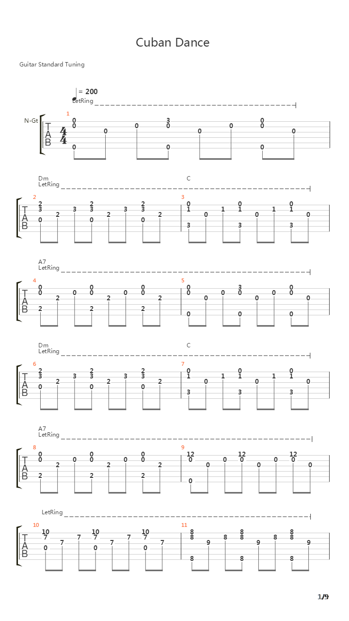 cuban dance吉他谱