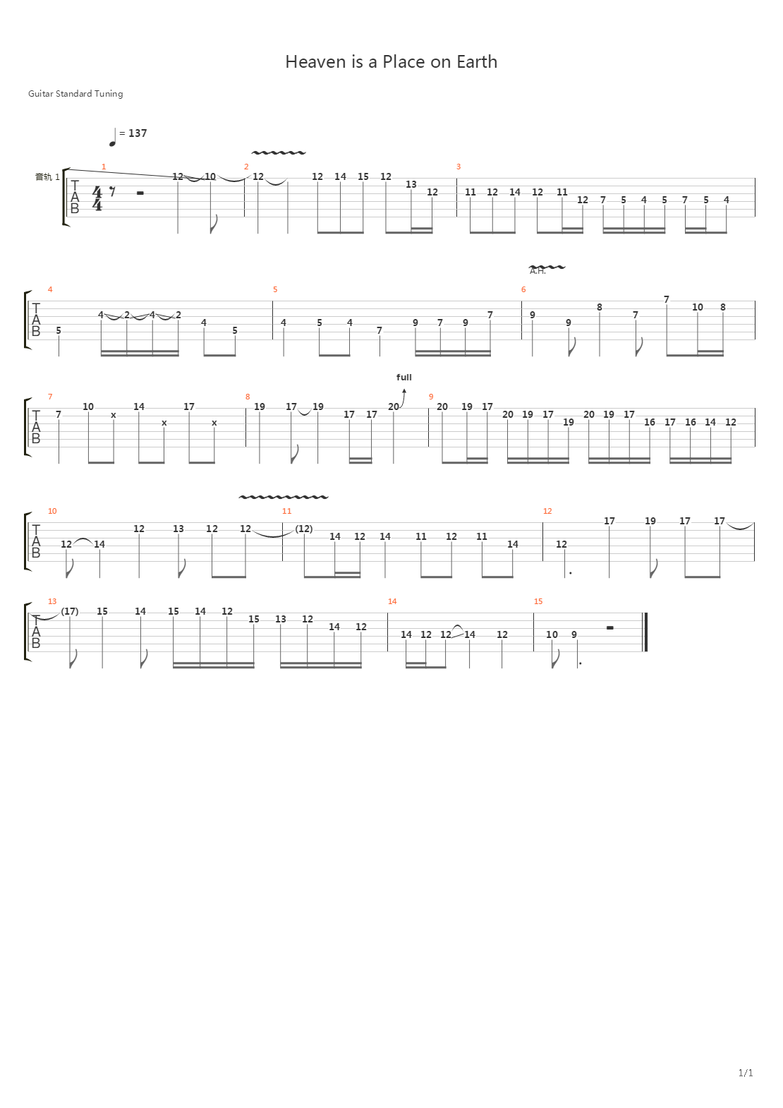 Heaven is a Place on Earth吉他谱