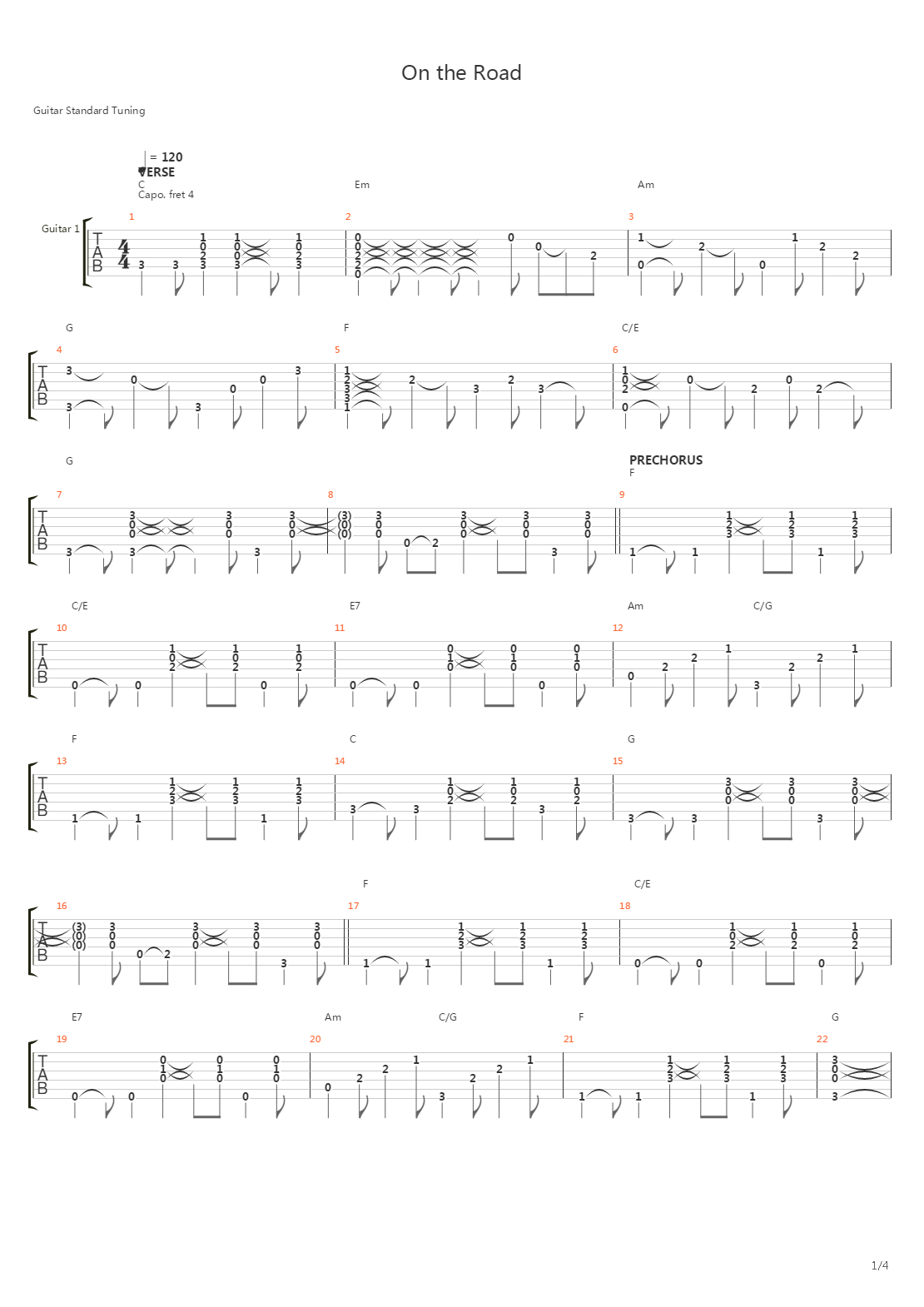 On the Road吉他谱