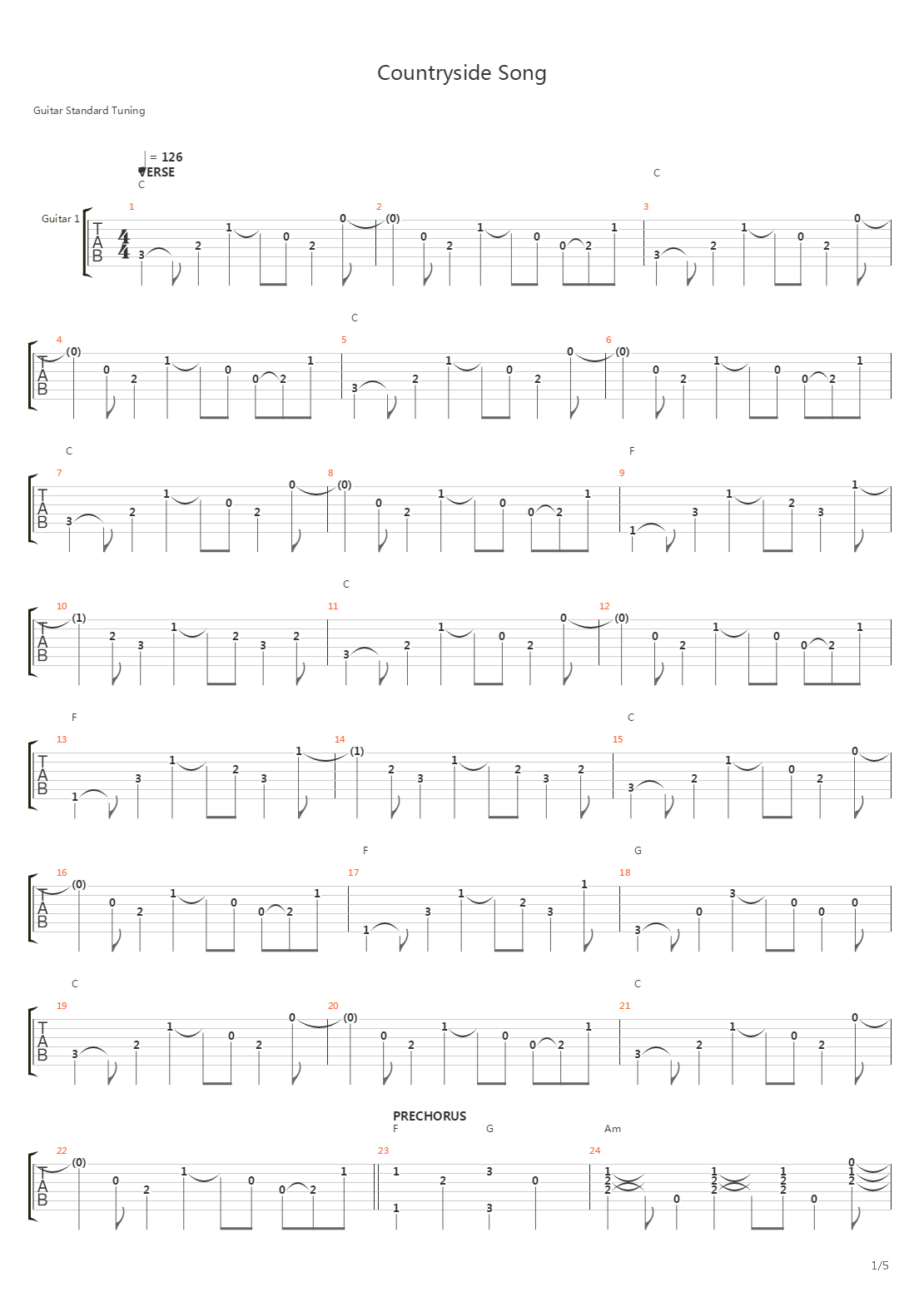 Countryside Song吉他谱