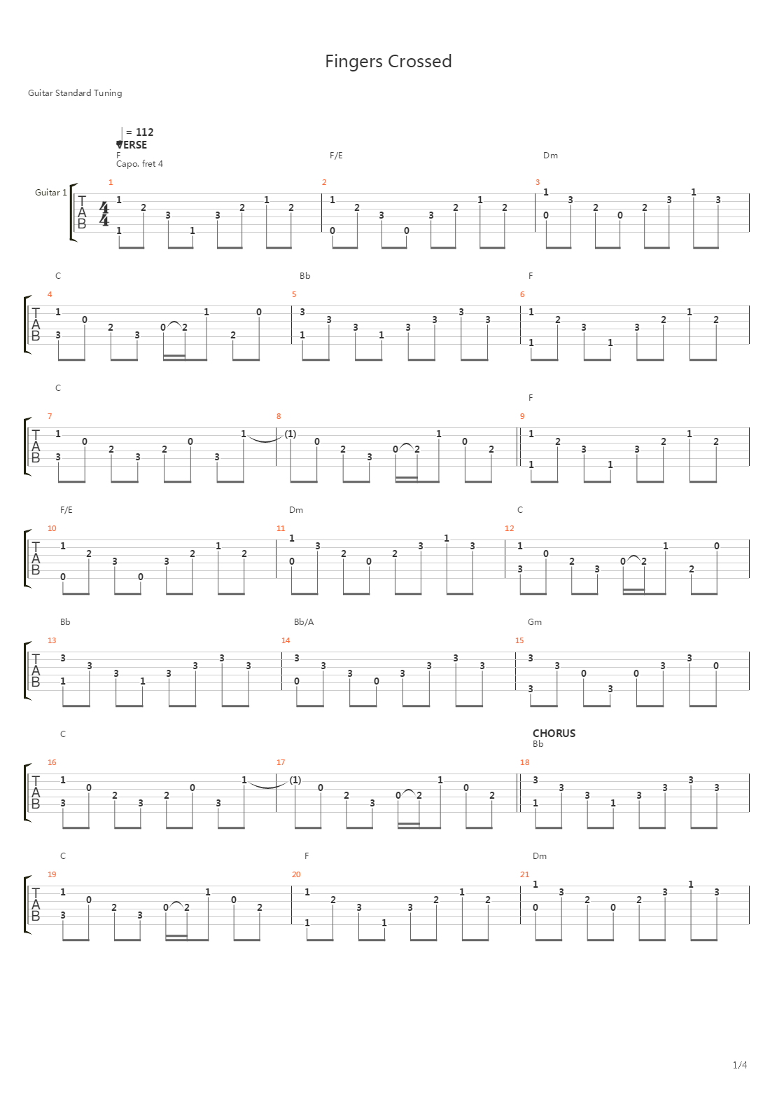 Fingers Crossed吉他谱