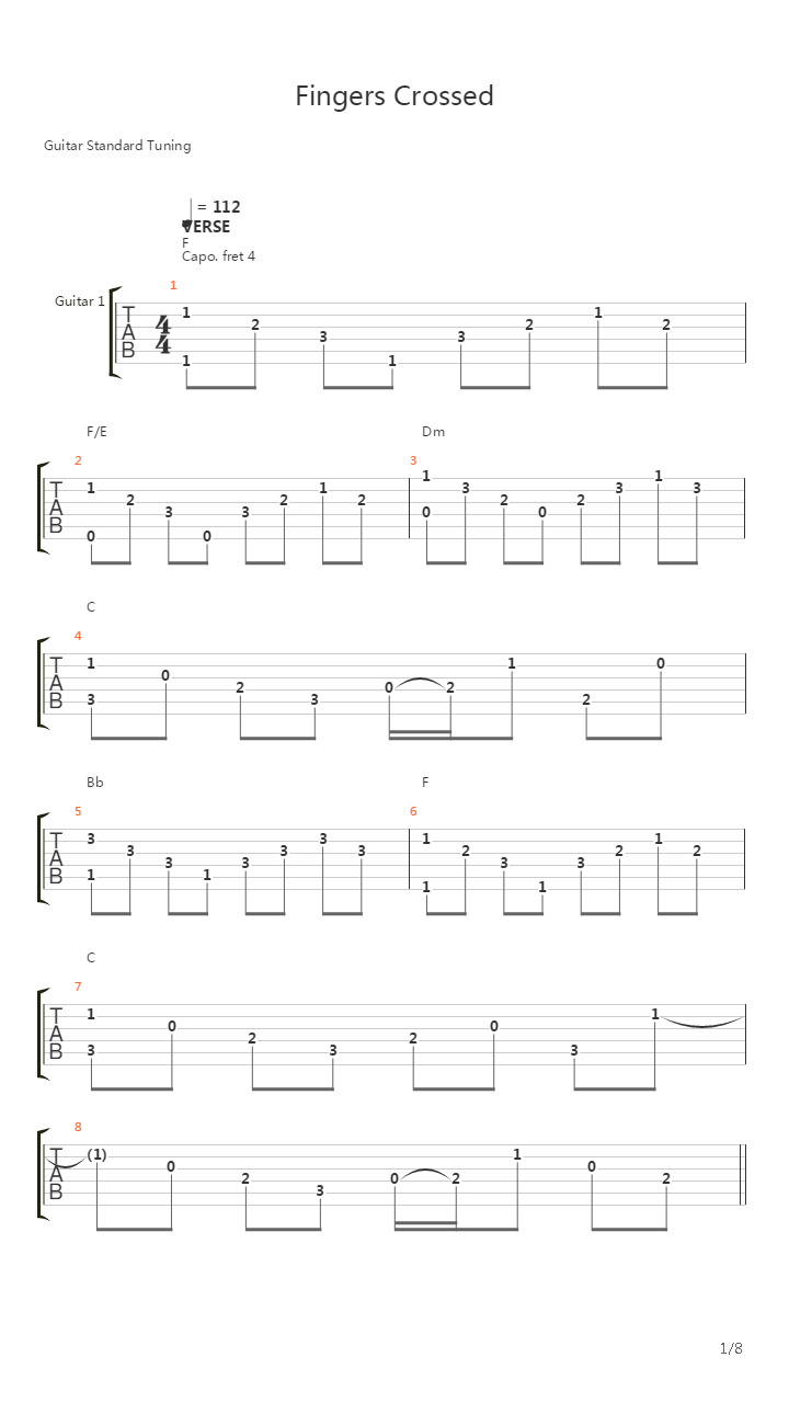 Fingers Crossed吉他谱