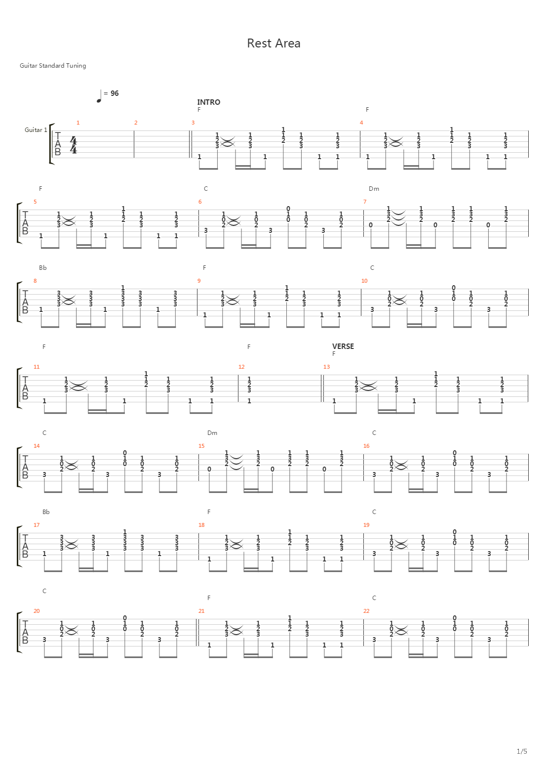 Rest Area吉他谱