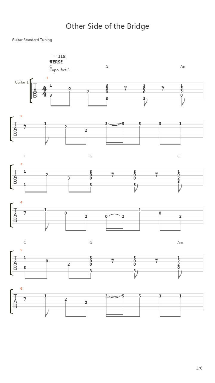 Other Side of the Bridge吉他谱