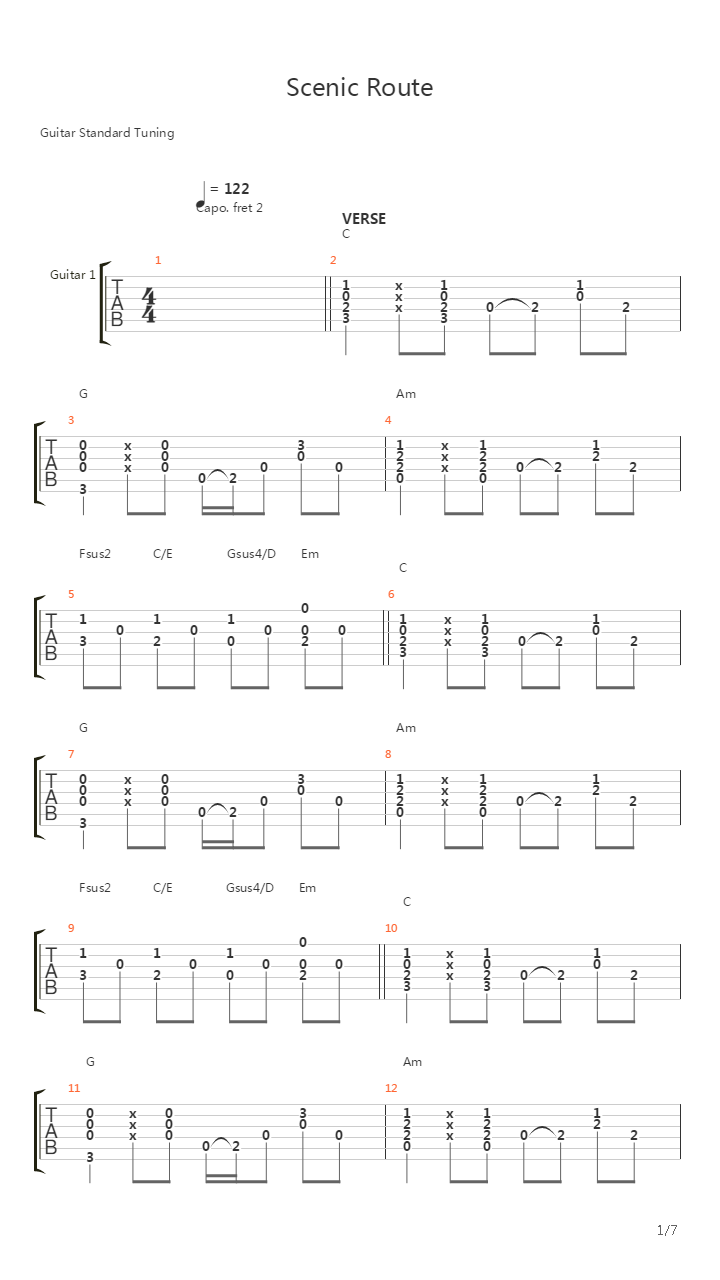 Scenic Route吉他谱