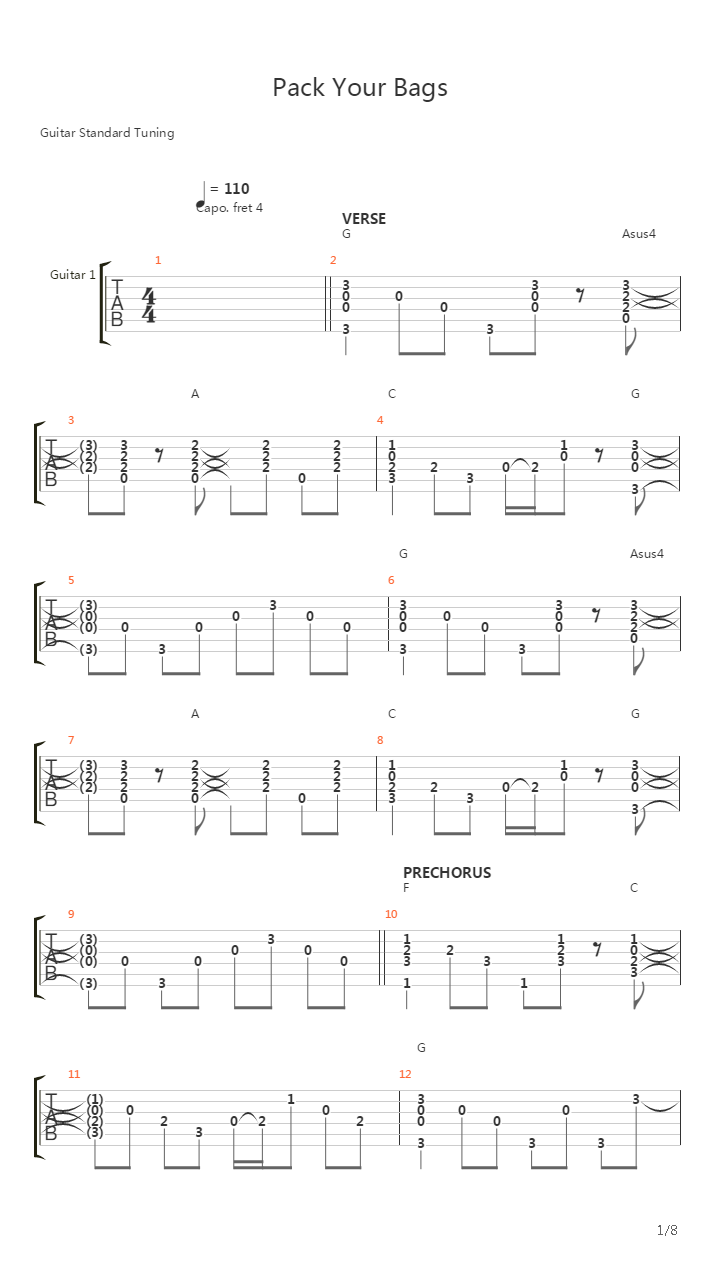 Pack Your Bags吉他谱