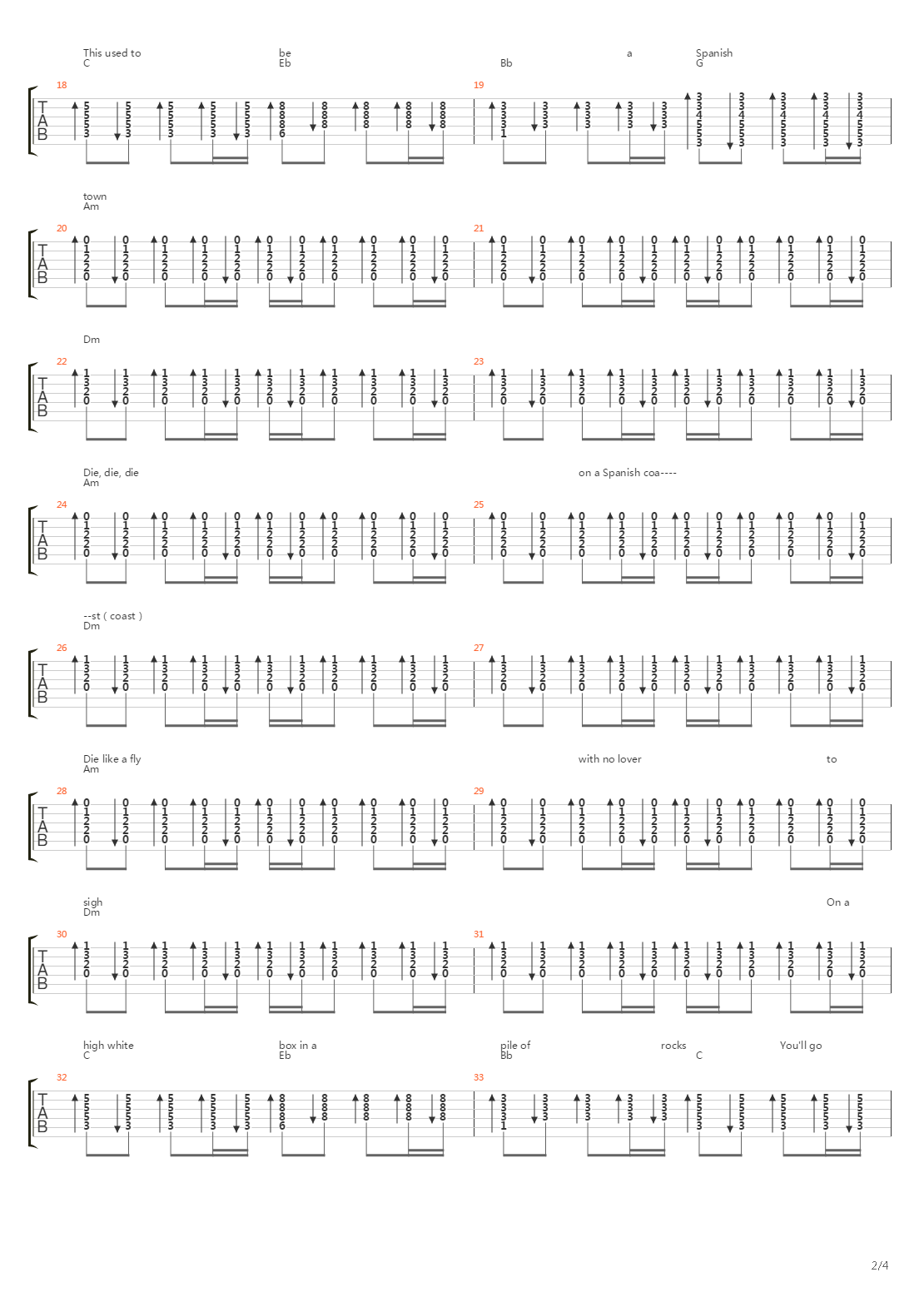 Spanish Coast（弹唱版）吉他谱