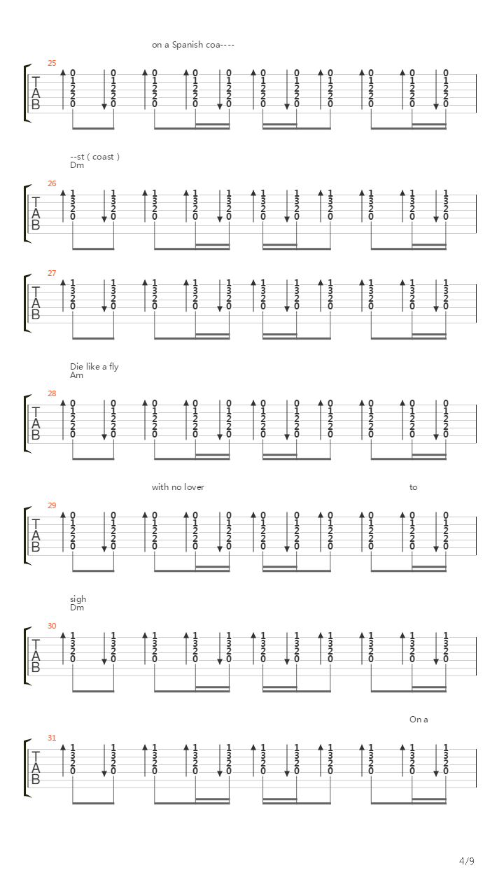 Spanish Coast（弹唱版）吉他谱