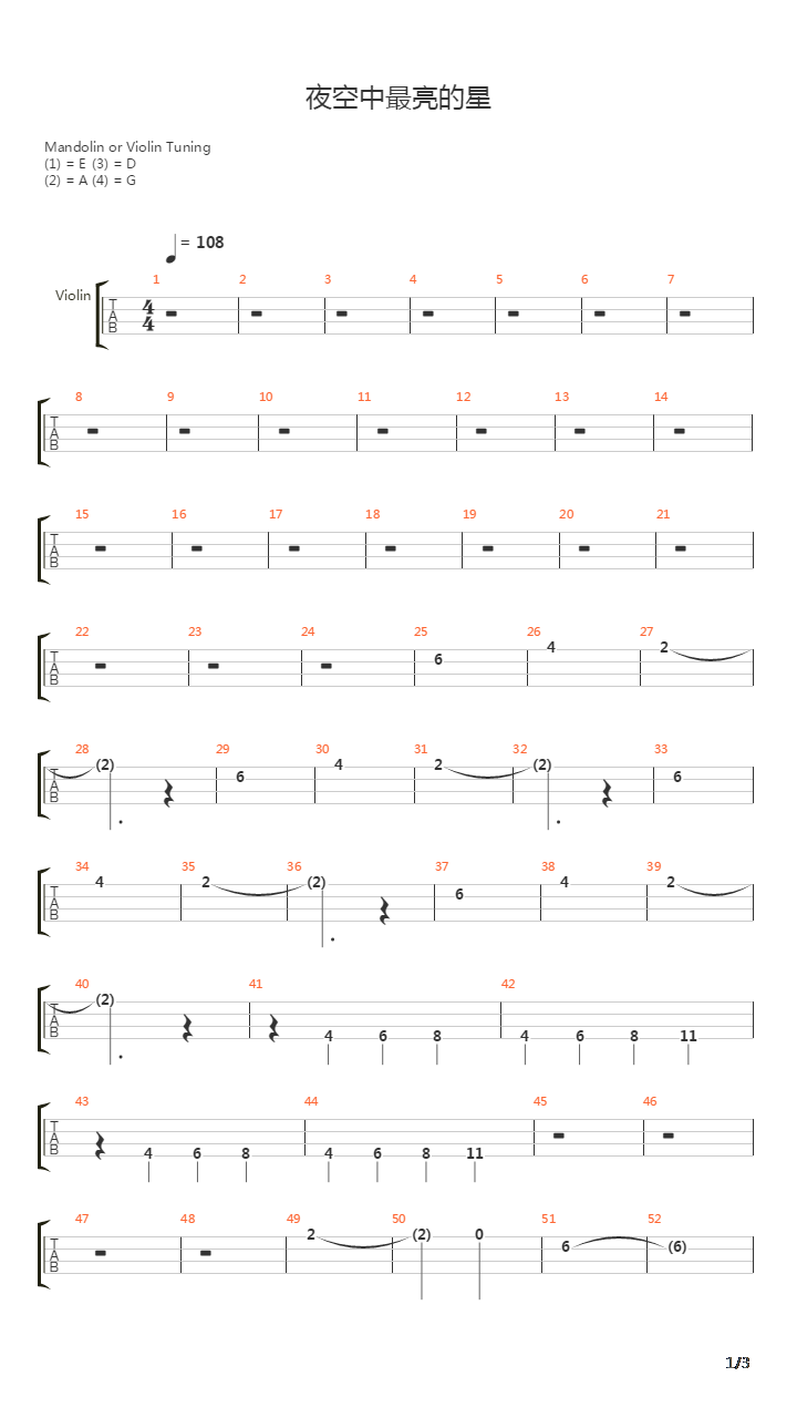 夜空中最亮的星（乐队键盘谱）吉他谱