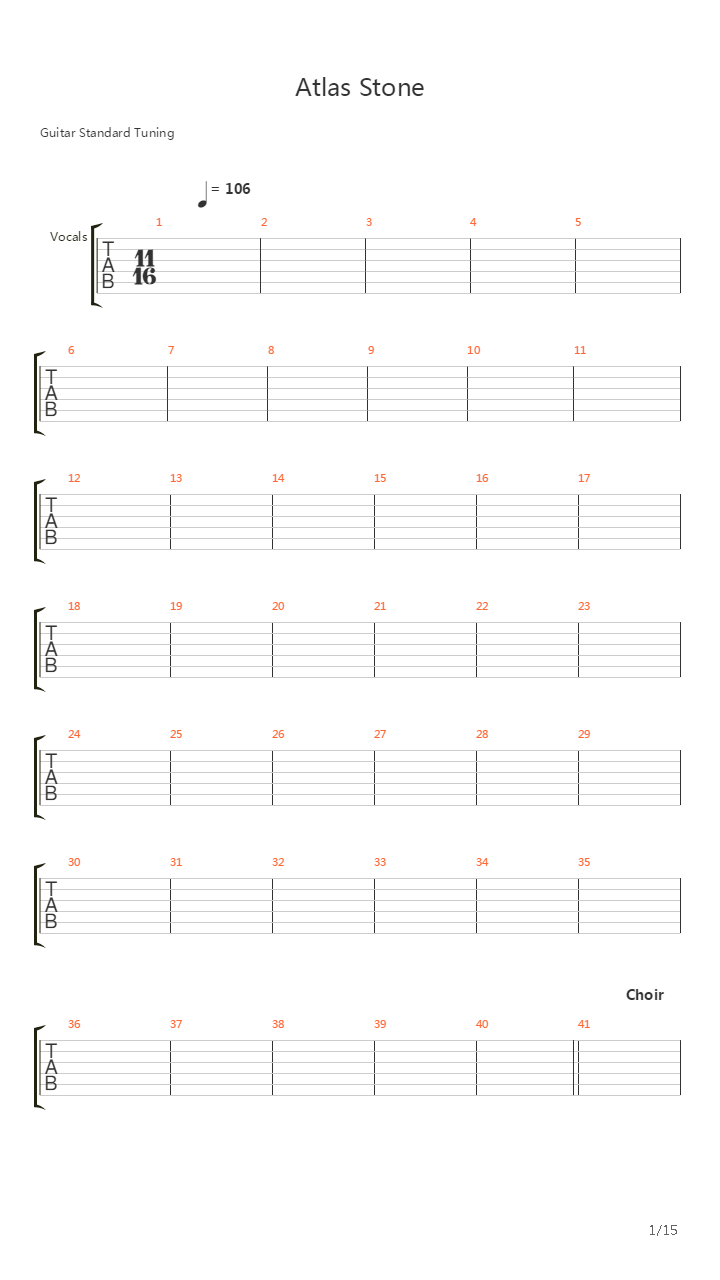 Atlas Stone吉他谱