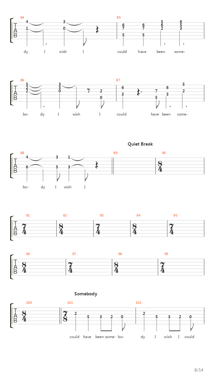 Somebody吉他谱