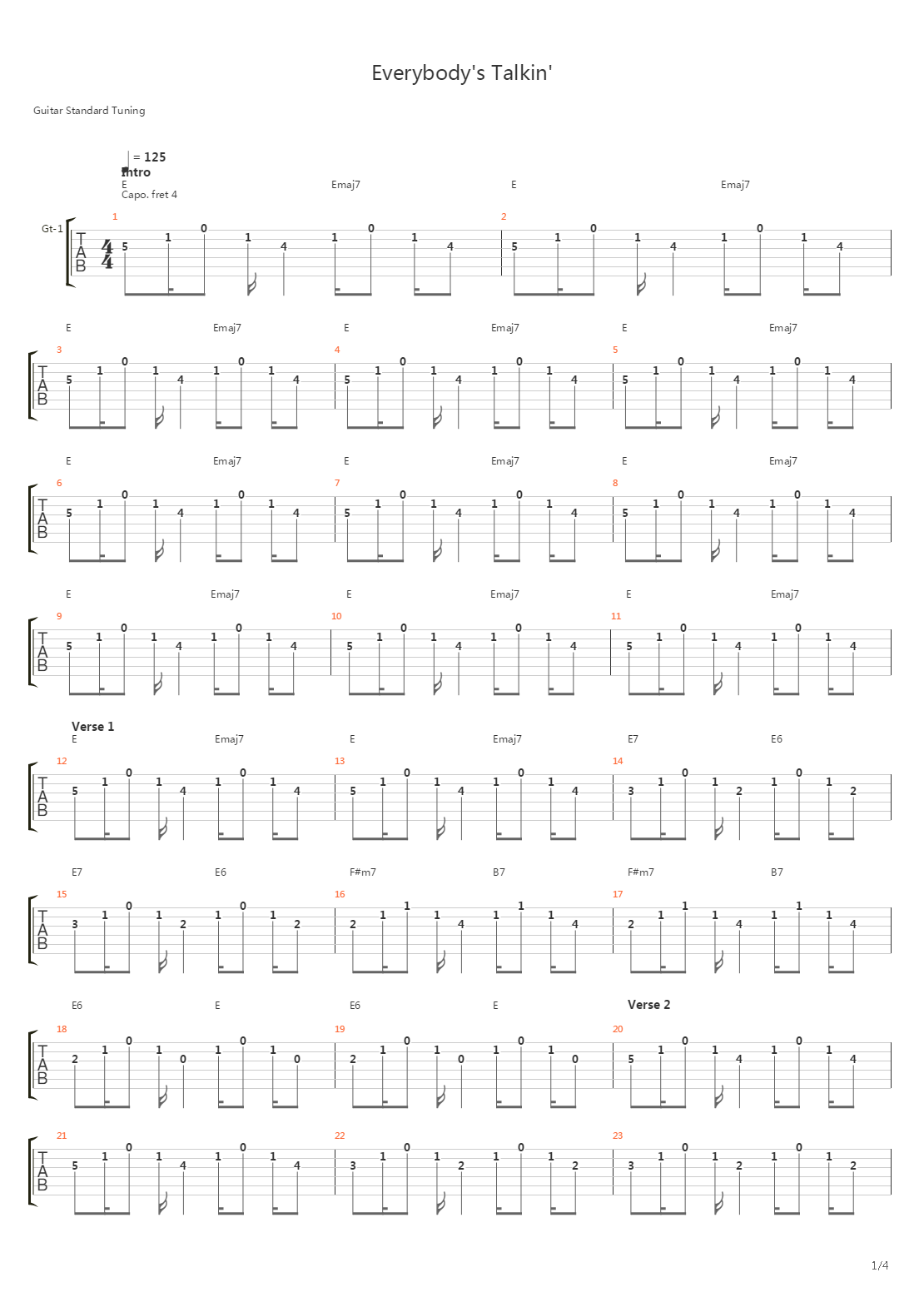 Everybodys Talkin吉他谱