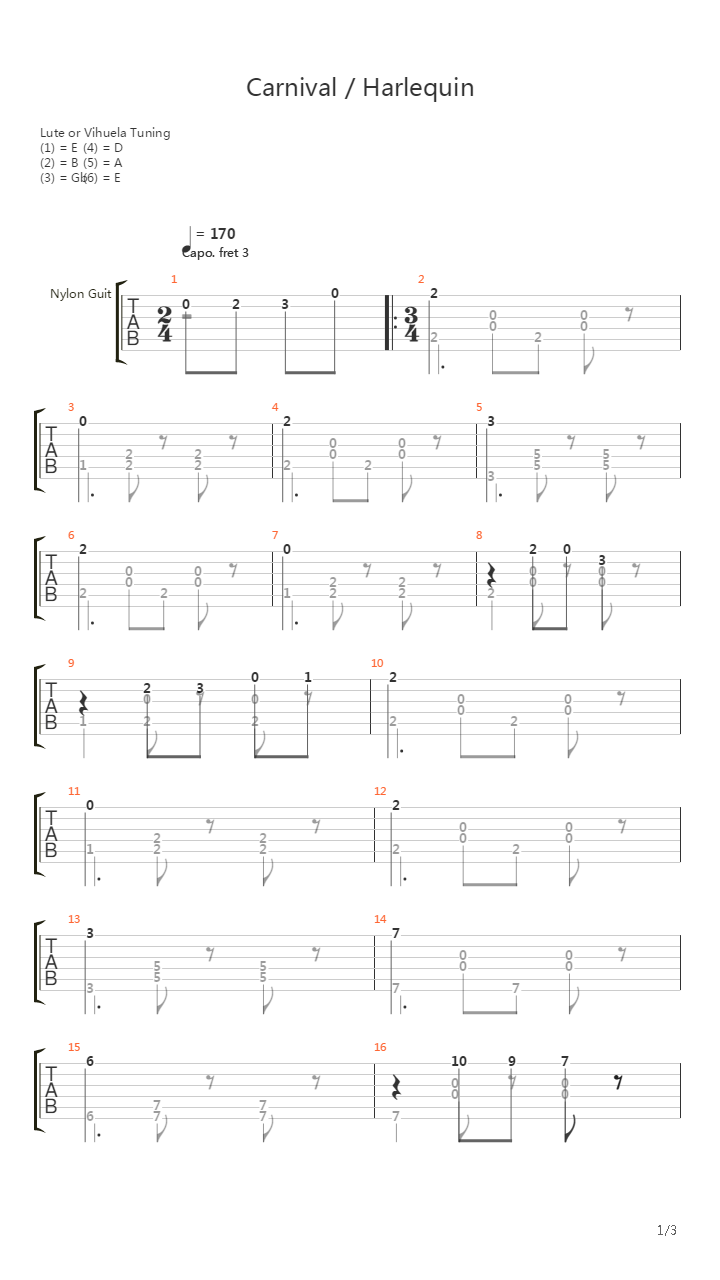 The Carnival Harlequin吉他谱