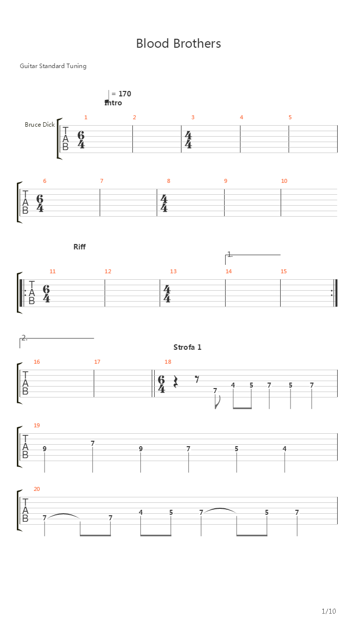 Blood Brothers吉他谱