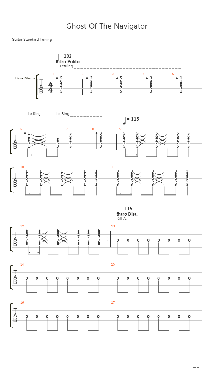 Ghost Of The Navigator吉他谱